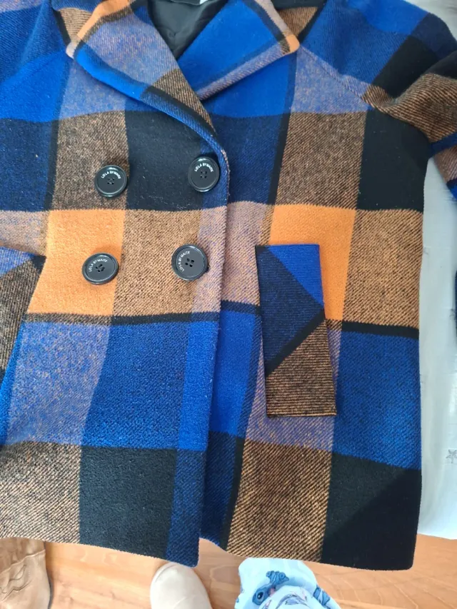 Abrigo lana cuadros Lola Casademunt Talla M-L