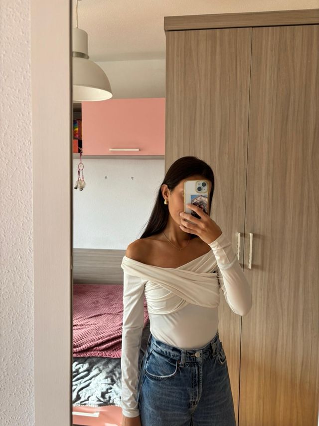 Body blanco manga larga cruzado