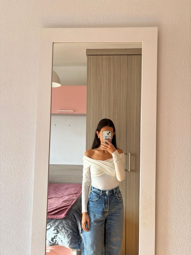 Body blanco manga larga cruzado