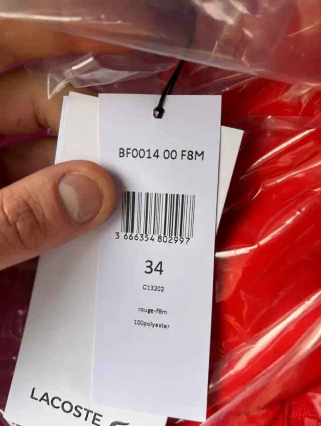 Plumas Lacoste Roja Talla 34 Mujer/Unisex Nuevo