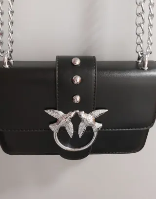 Borsetta Pinko nera con uccellini