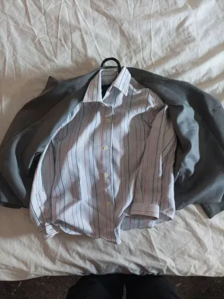 Conjunto traje niño gris y blanco