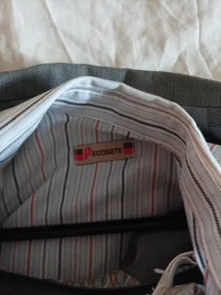 Conjunto traje niño gris y blanco