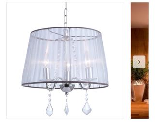 Lámpara colgante tela y cristal