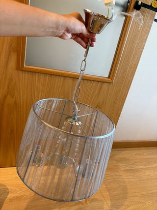 Lámpara colgante tela y cristal