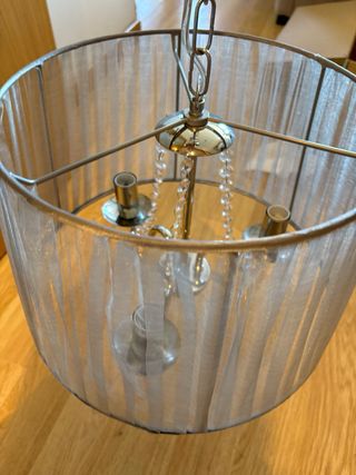 Lámpara colgante tela y cristal