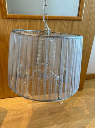 Lámpara colgante tela y cristal