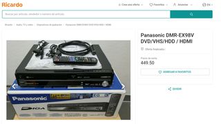 Panasonic DMR-EX98V Grabador VHS a DVD + HDD