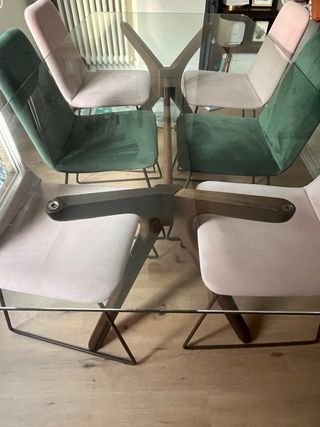 Tavolo da Pranzo in Cristallo e Noce