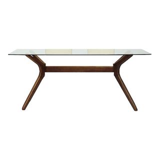 Tavolo da Pranzo in Cristallo e Noce