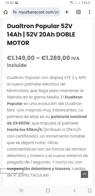 Patín Eléctrico Dualtron Doble Motor PRECINTADO