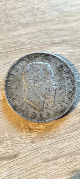 5 Lire 1869 M Vittorio Emanuele II