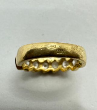 Anillo de oro de 18k circonitas, 5.1 g, T-16.