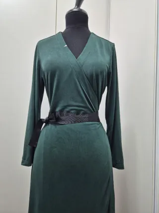 Abito lungo effetto vestaglia verde