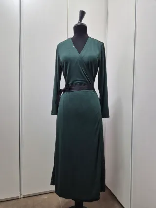 Abito lungo effetto vestaglia verde