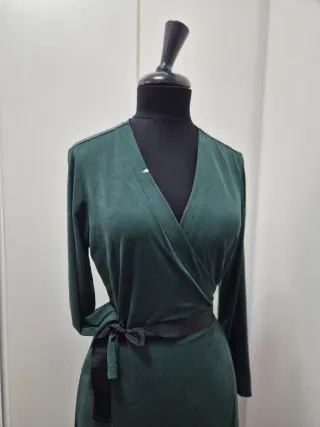 Abito lungo effetto vestaglia verde