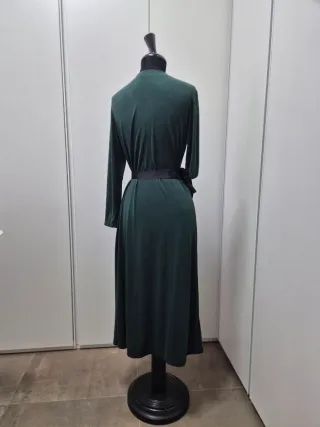 Abito lungo effetto vestaglia verde