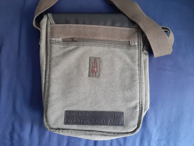 Borsa a tracolla grigia e marrone