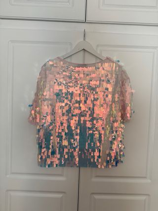 Top lentejuelas Zara multicolor talla S grande