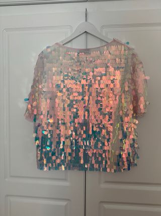 Top lentejuelas Zara multicolor talla S grande