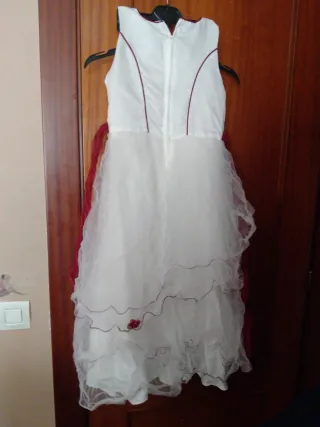 Vestido de fiesta niña blanco y rojo edad 8/10años