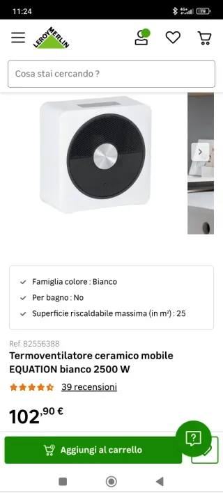 Stufa portatile con telecomando termoventilatore