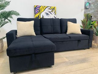 Sofá Cama Chaise Longue Reversible Negro