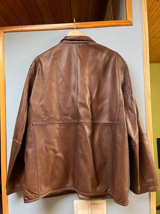 Cazadora de cuero hombre marrón