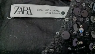 Vestido Zara lentejuelas negro talla L