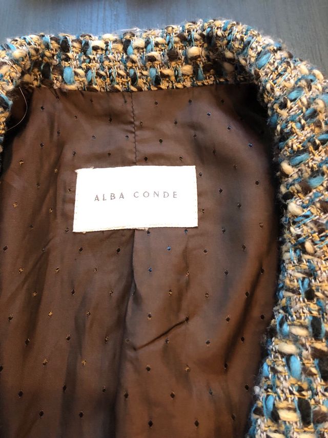 Chaqueta tweed azul y gris