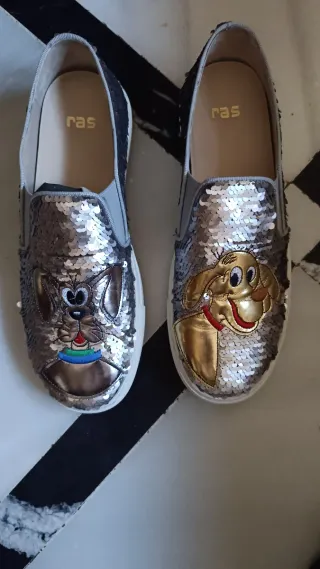 Zapatillas Ras Lentejuelas Perros Talla 39