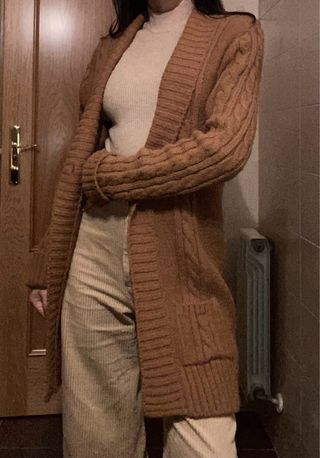 Cardigan Zara Terracota Punto Nailon Acrílico