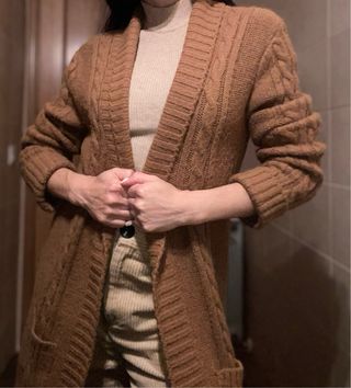 Cardigan Zara Terracota Punto Nailon Acrílico