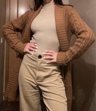 Cardigan Zara Terracota Punto Nailon Acrílico