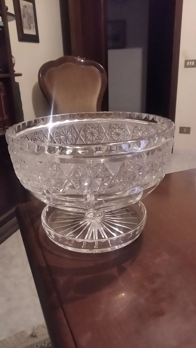 Alzata vintage in cristallo di Boemia