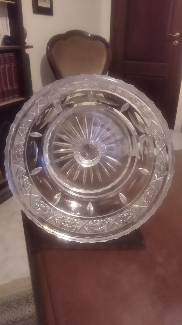 Alzata vintage in cristallo di Boemia