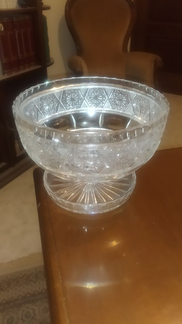 Alzata vintage in cristallo di Boemia