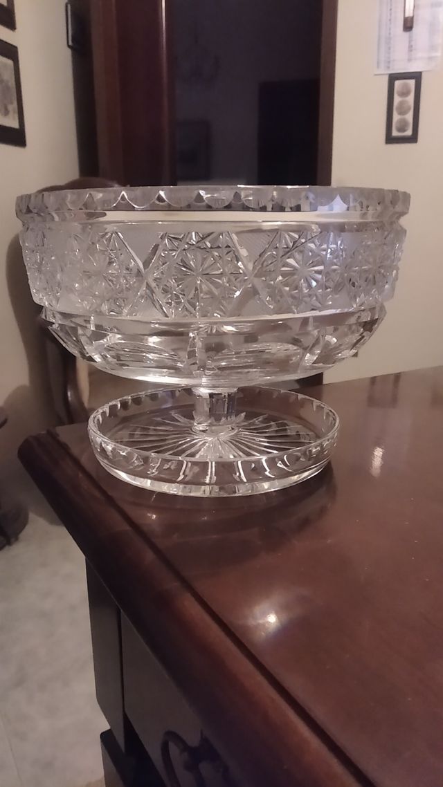 Alzata vintage in cristallo di Boemia