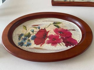 Vassoio ovale decorato con fiori