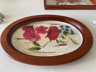 Vassoio ovale decorato con fiori