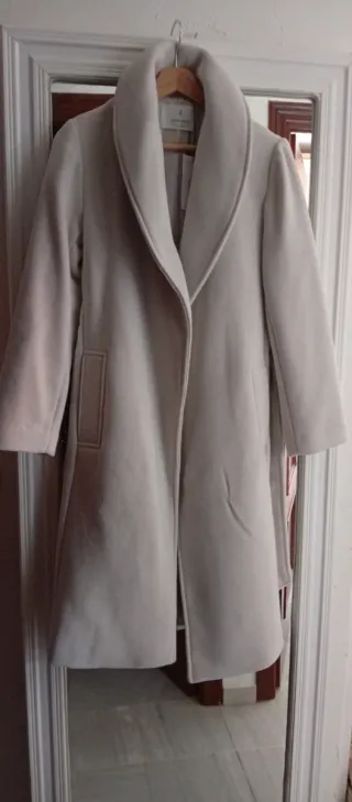 Abrigo largo lana beige mujer T. XS