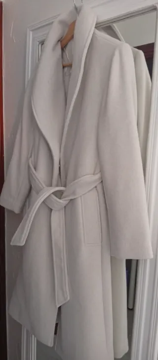 Abrigo largo lana beige mujer T. XS