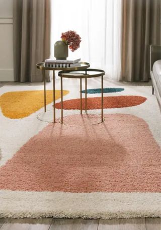 Tappeto Louise Crema/Rosa Pelo Lungo