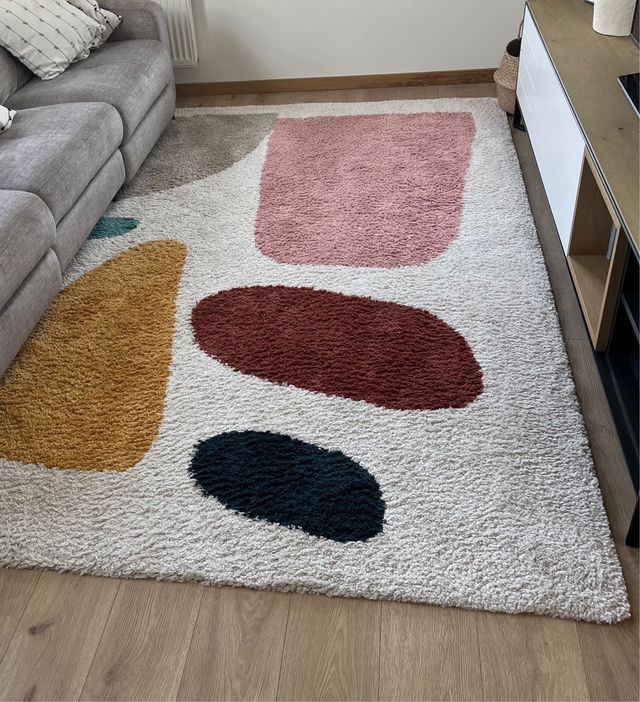 Alfombra Louise Crema/Rosa Pelo Largo