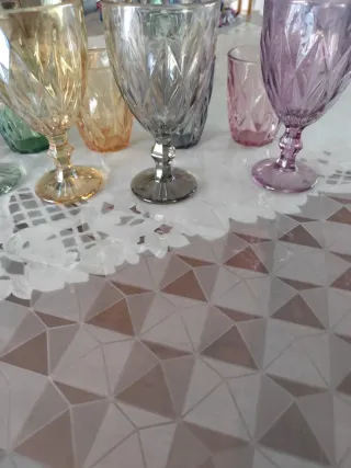 Set 12 Bicchieri Calici Vetro Colorati