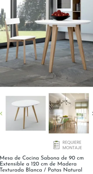 Mesa redonda extensible 90-120cm