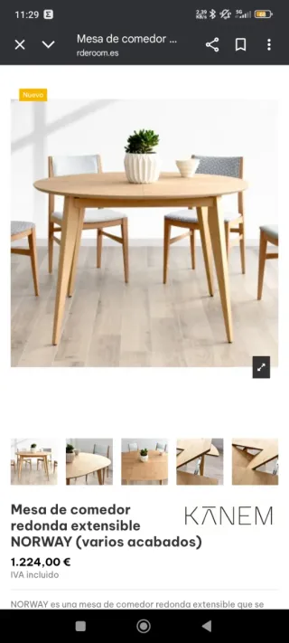 Mesa redonda extensible 90-120cm