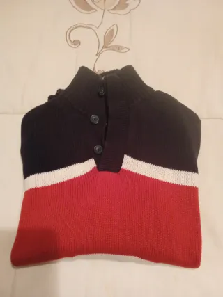 Jersey chico rayas azul y marrón y beige