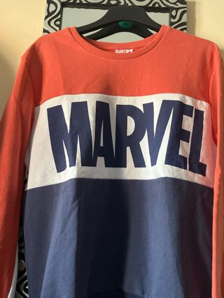 Sudadera Marvel Talla M Naranja y Azul