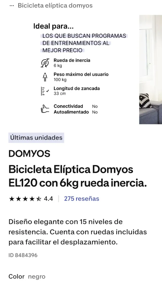 Bicicleta elíptica Domyos EL 120 (6kg) poco uso